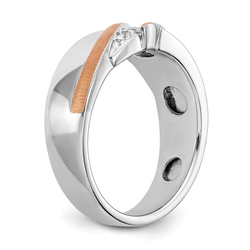 14K Two-tone Men's 1/3 carat Lab Grown Diamond VS/SI  D E F  Brushed and Polished Band