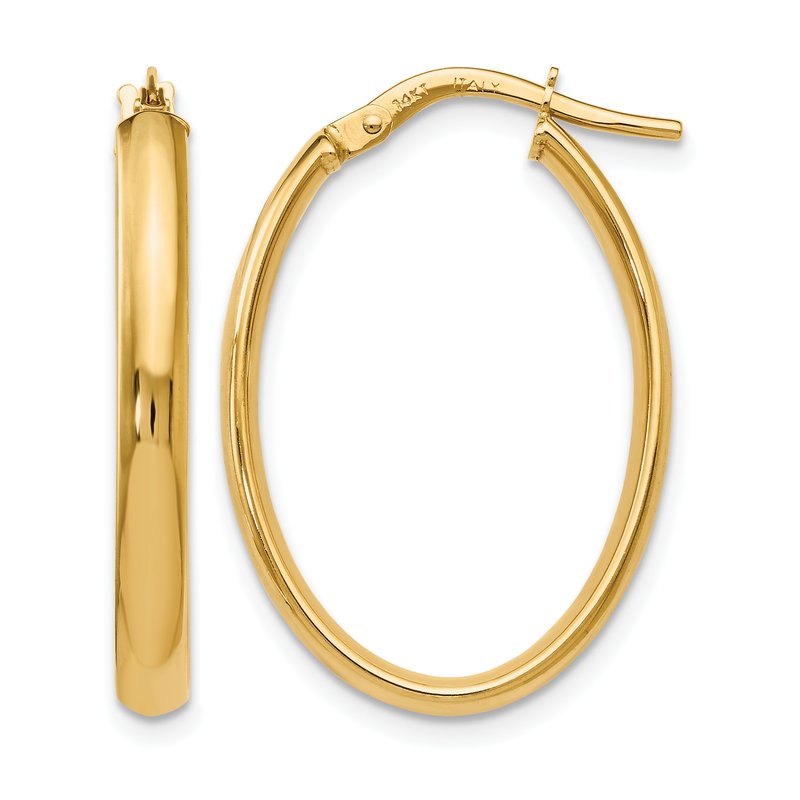 14K Polished Oval Hoop Earrings