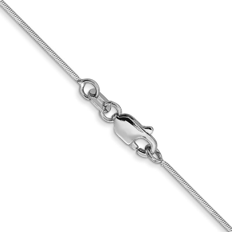 14K White Gold 10 inch .6mm Octagonal Snake with Lobster Clasp Anklet