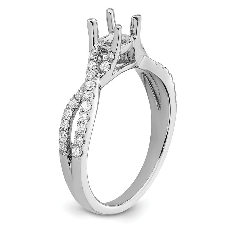 14K White Gold 3/8 carat Lab Grown Diamond VS/SI  D E F  Semi Mount Round By-Pass Engagement Ring
