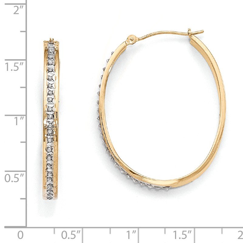 14k Diamond Fascination Oval Hinged Hoop Earrings