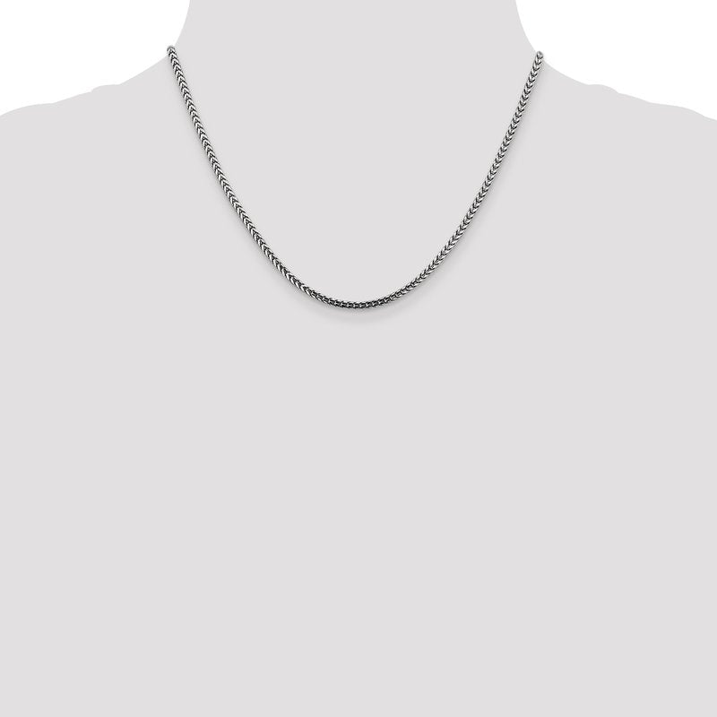 14K White Gold 16 inch 2.5mm Franco with Lobster Clasp Chain