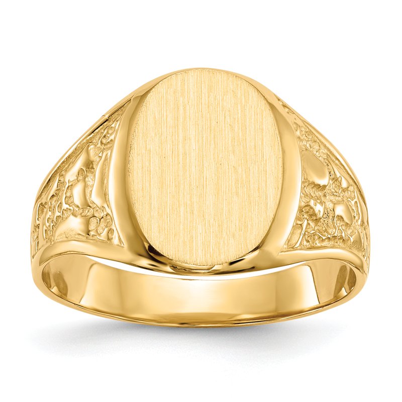14k 11.0x14.5mm Closed Back Mens Signet Ring
