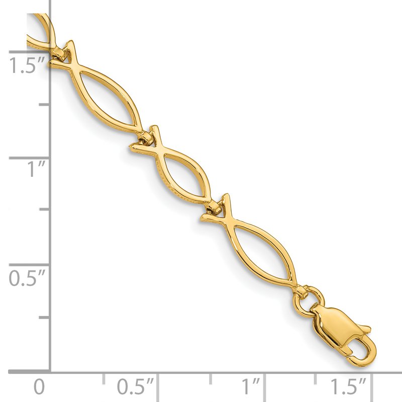 14k 5mm Religious Ichthus (Fish) 7 inch Bracelet