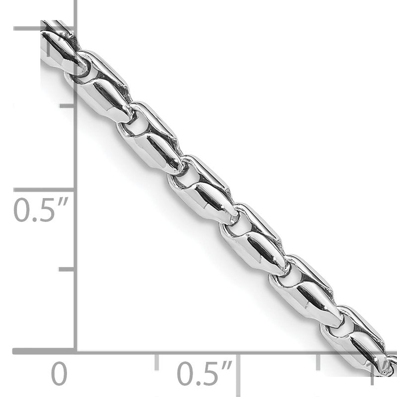 14K White Gold 18 inch 3mm Hand Polished Fancy Link with Lobster Clasp Chain