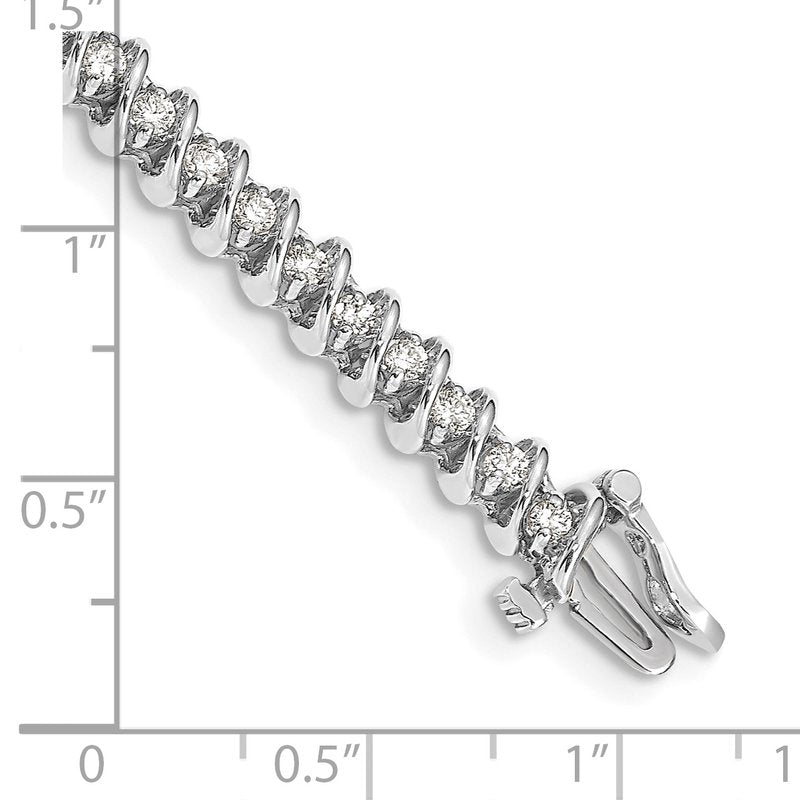 14k White Gold Complete 1.95 carat Round VS Diamond Fancy Spiral 7 inch Tennis Bracelet