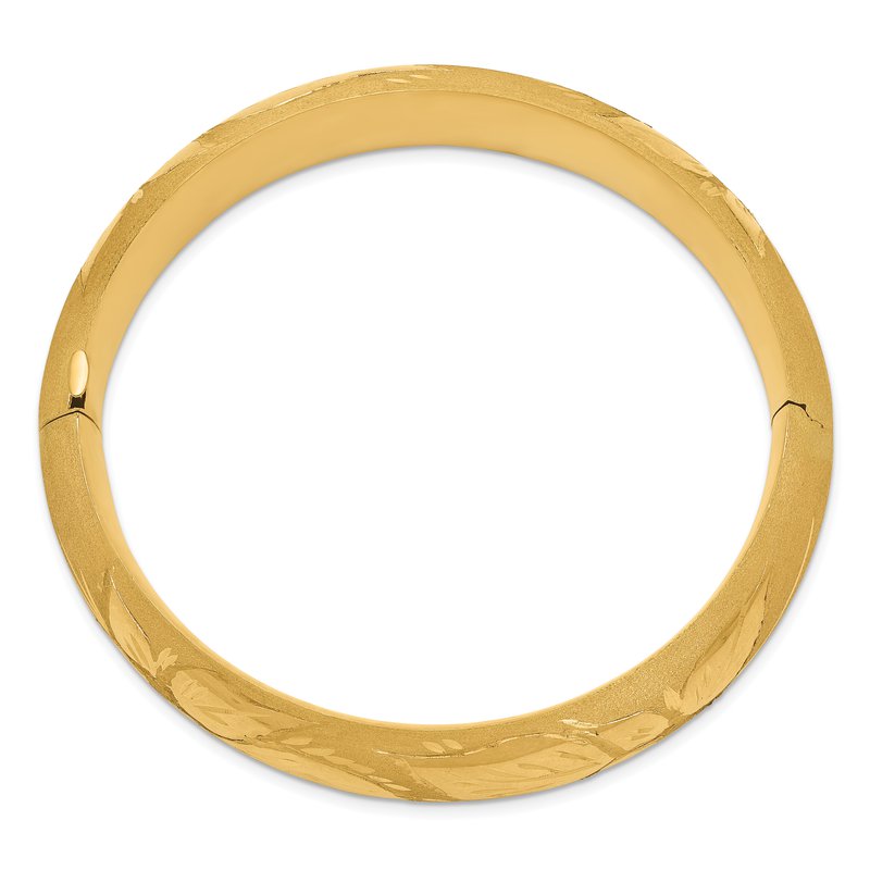 14k 11/16 Oversize Florentine Engraved 17.00mm Hinged Round Bangle Bracelet