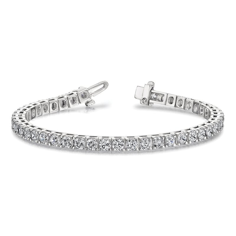 14k White Gold Complete 12.5 carat Round AA Diamond 4-prong 7 inch Tennis Bracelet