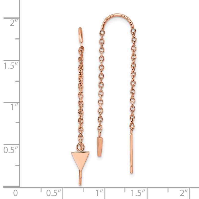 Stainless Steel Polished Rose IP-plated Triangle Threader Dangle Earrings