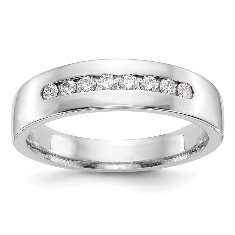 14K White Gold Men's 1/3 carat Lab Grown Diamond VS+ F+ Complete Channel Band