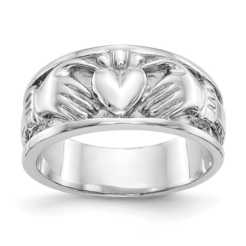 14k White Gold Claddagh Band