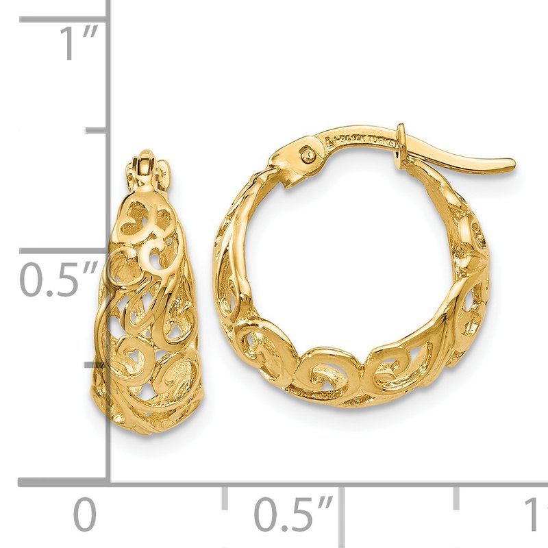 14K Polished Hinged Hoop Earrings