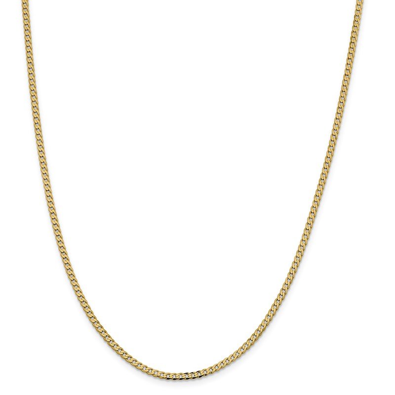14K 10 inch 2.3mm Flat Beveled Curb with Lobster Clasp Anket