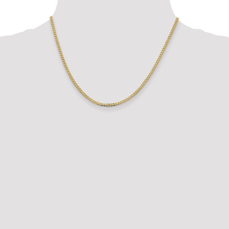 14K 10 inch 2.3mm Flat Beveled Curb with Lobster Clasp Anket