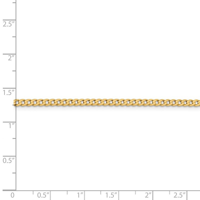 14K 10 inch 2.3mm Flat Beveled Curb with Lobster Clasp Anket