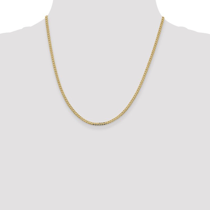 14K 10 inch 2.3mm Flat Beveled Curb with Lobster Clasp Anket