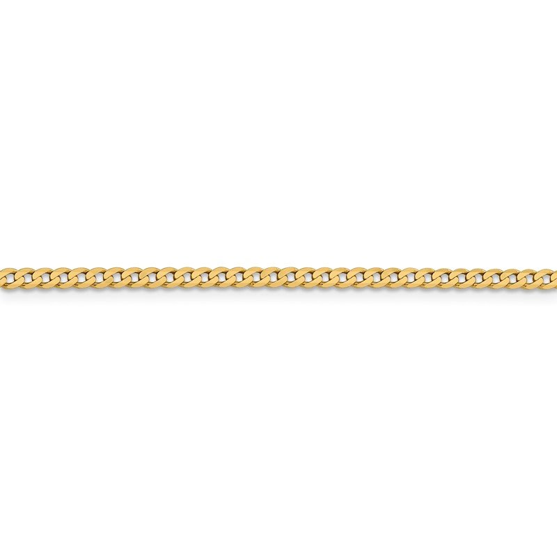 14K 10 inch 2.3mm Flat Beveled Curb with Lobster Clasp Anket