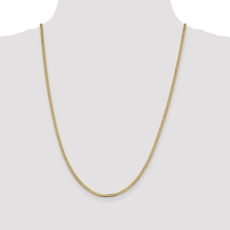 14K 10 inch 2.3mm Flat Beveled Curb with Lobster Clasp Anket