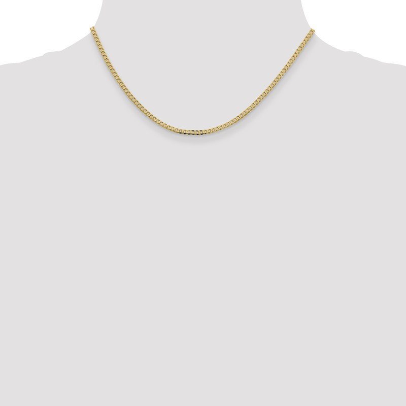 14K 10 inch 2.3mm Flat Beveled Curb with Lobster Clasp Anket