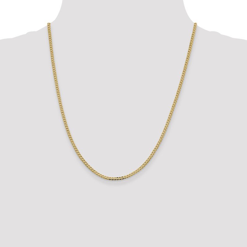 14K 10 inch 2.3mm Flat Beveled Curb with Lobster Clasp Anket