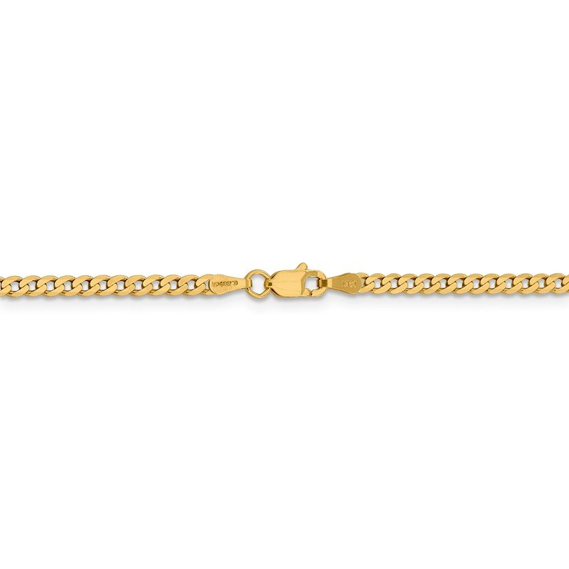 14K 10 inch 2.3mm Flat Beveled Curb with Lobster Clasp Anket