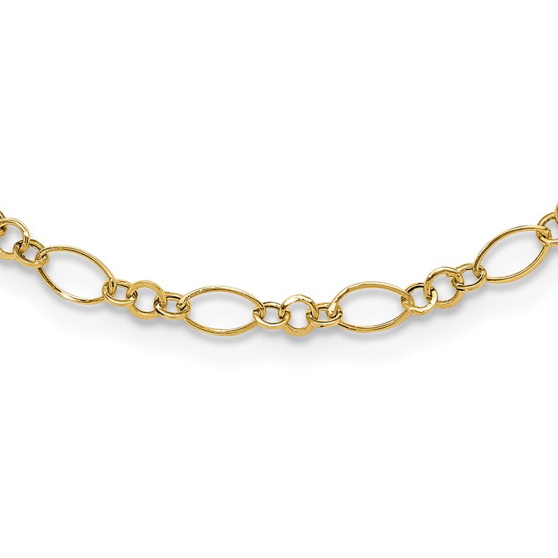 14k Polished 3mm Fancy Oval and Round Link 18 inch Necklace