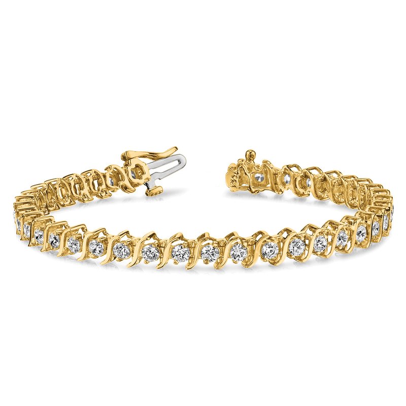 14k Complete 3.9 carat Round A Diamond 2-prong S-link 7 inch Tennis Bracelet