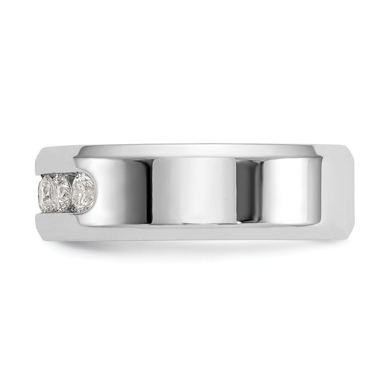 14K White Gold Men's 1/2 carat Lab Grown Diamond VS/SI  D E F  5 Stone Beveled Edge Size 11 Band