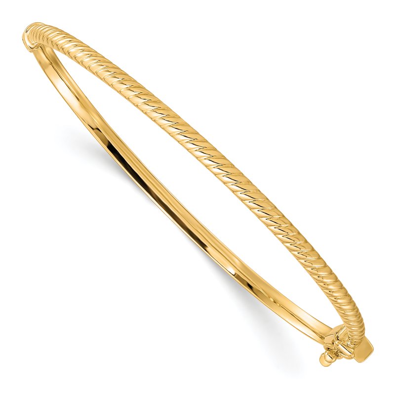 10K Polished Textured Bangle