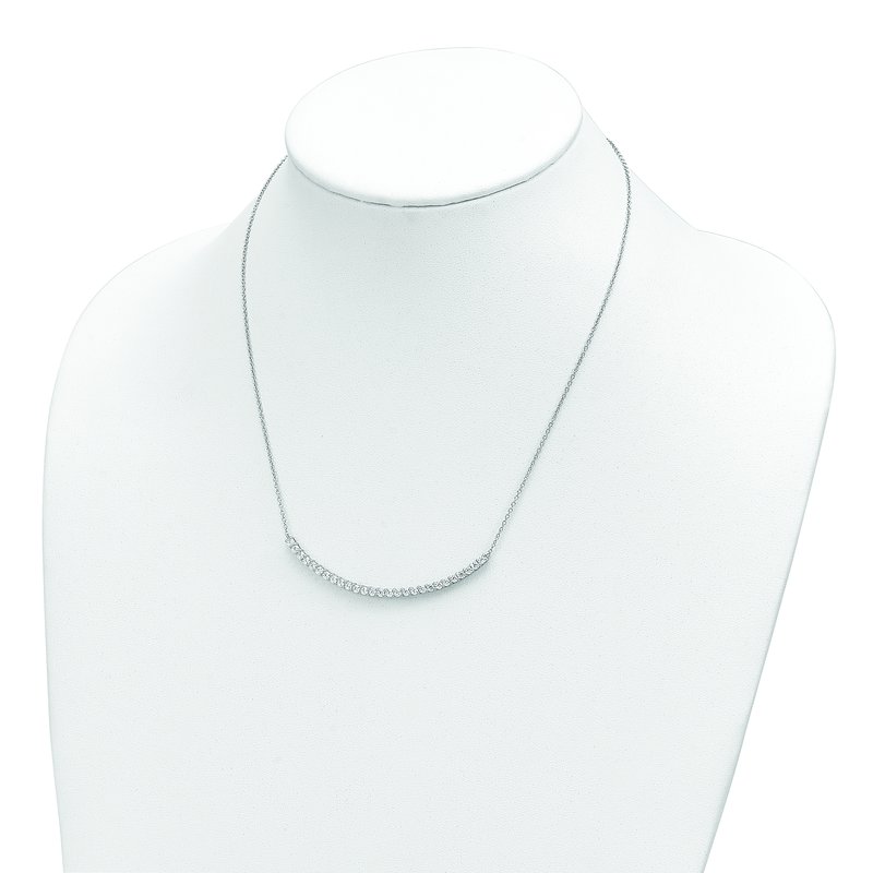 Sterling Silver Rhodium-plated Brilliant-cut CZ Curved Bar 18 Inch Necklace