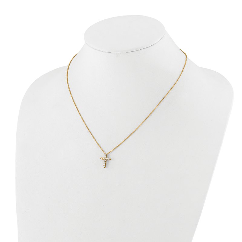 14k White Gold 1/4 carat Diamond Cross Pendant 18 inch Necklace