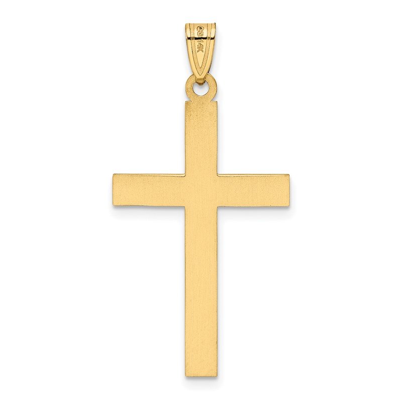 14k Solid Laser Etched Cross Pendant