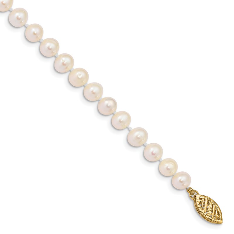 14k 5-6mm White Near-Round Freshwater Cultured Pearl 16 inch Necklace