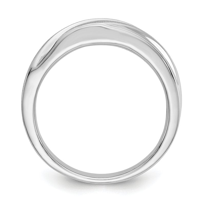 14K White Gold Men's 1/4 carat Lab Grown Diamond VS/SI  D E F  Brushed and Polished Band