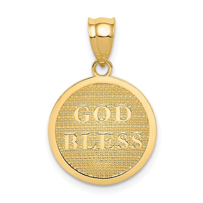 14K Reversible Cross and GOD BLESS Disc Charm