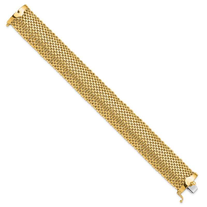 14k Polished 18.75mm Mesh 7.25 inch Bracelet