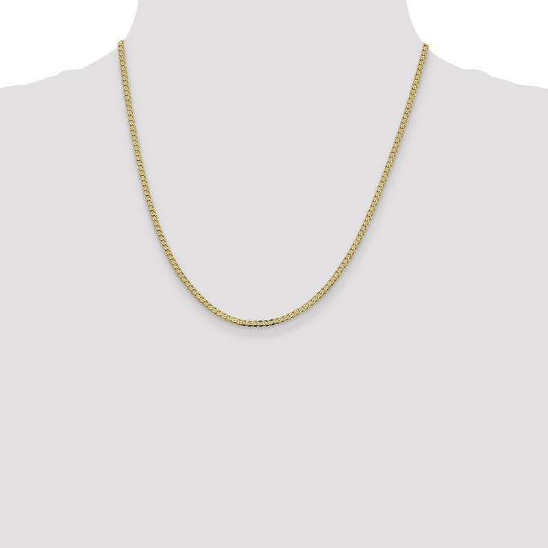 14K 10 inch 2.3mm Flat Beveled Curb with Lobster Clasp Anket