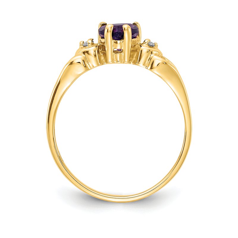 14k 5mm Heart Amethyst A Diamond ring