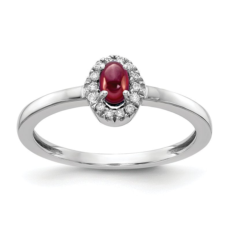 14k White Gold Diamond and Oval Cabochon Aquamarine Ring