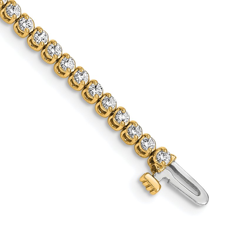 14k Complete1.9 carat Round A Diamond 2-prong 7 inch Tennis Bracelet