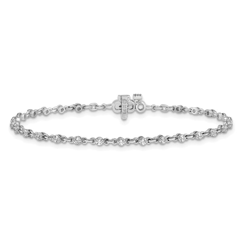 14k White Gold Complete 7/8 carat Round AA Diamond 2-prong 7 inch Tennis Bracelet