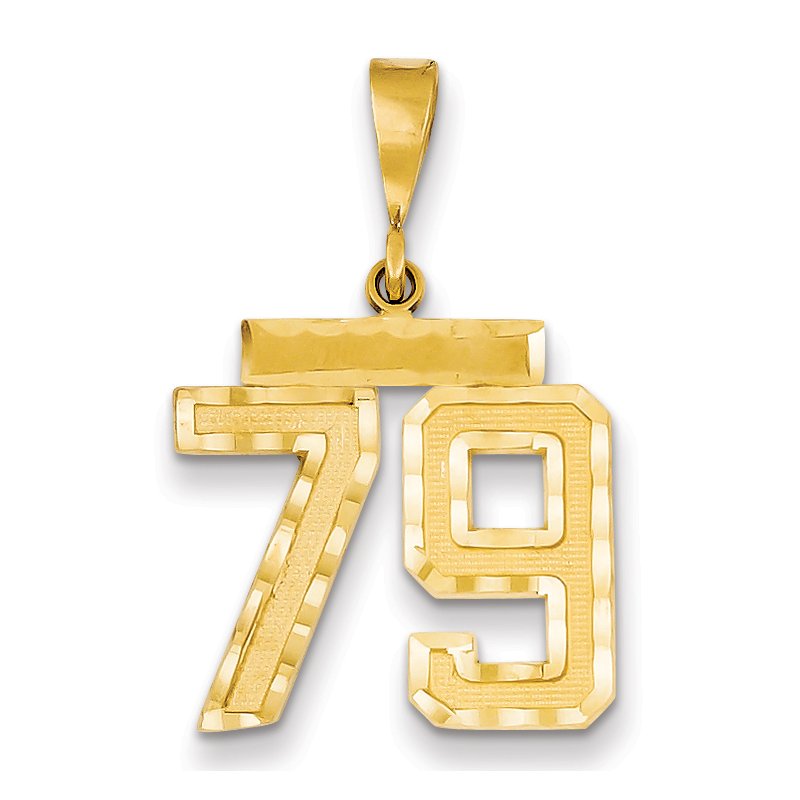 14k Medium Diamond-cut Number 79 Charm