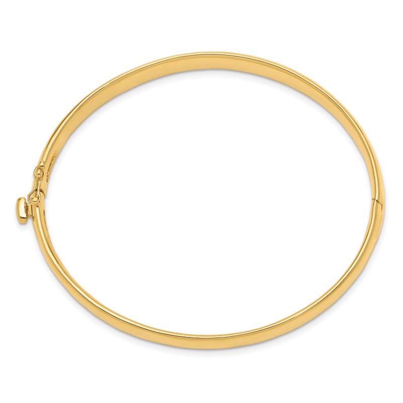 14k 6.4mm Polished Solid Hinged Oval Bangle Bracelet