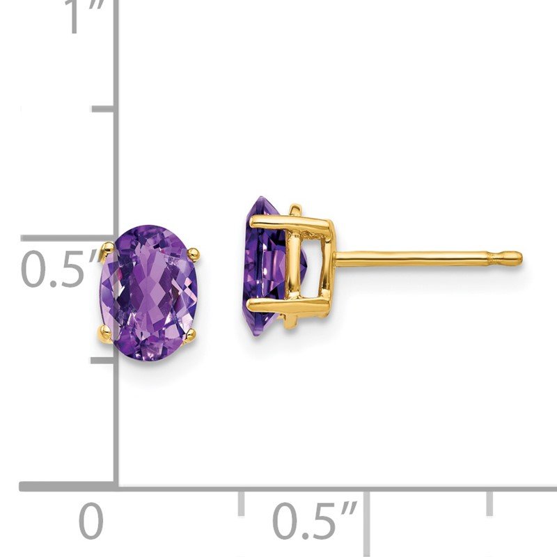 14k 7x5mm Oval Amethyst Post Earrings