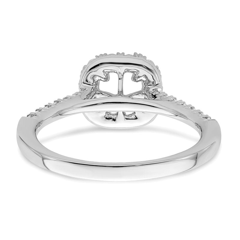 14K White Gold 3/8 carat Lab Grown Diamond VS+ F+ Semi-Mount Cushion Halo Engagement Ring