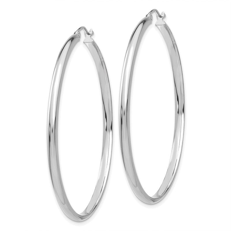 14k White Gold 2.75x50mm Polished Tube Hoop Earrings