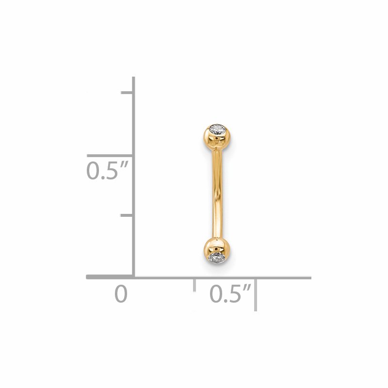 14k 16 Gauge CZ Eyebrow Jewelry