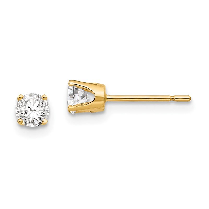 14k 3.75mm Round CZ Stud Earrings