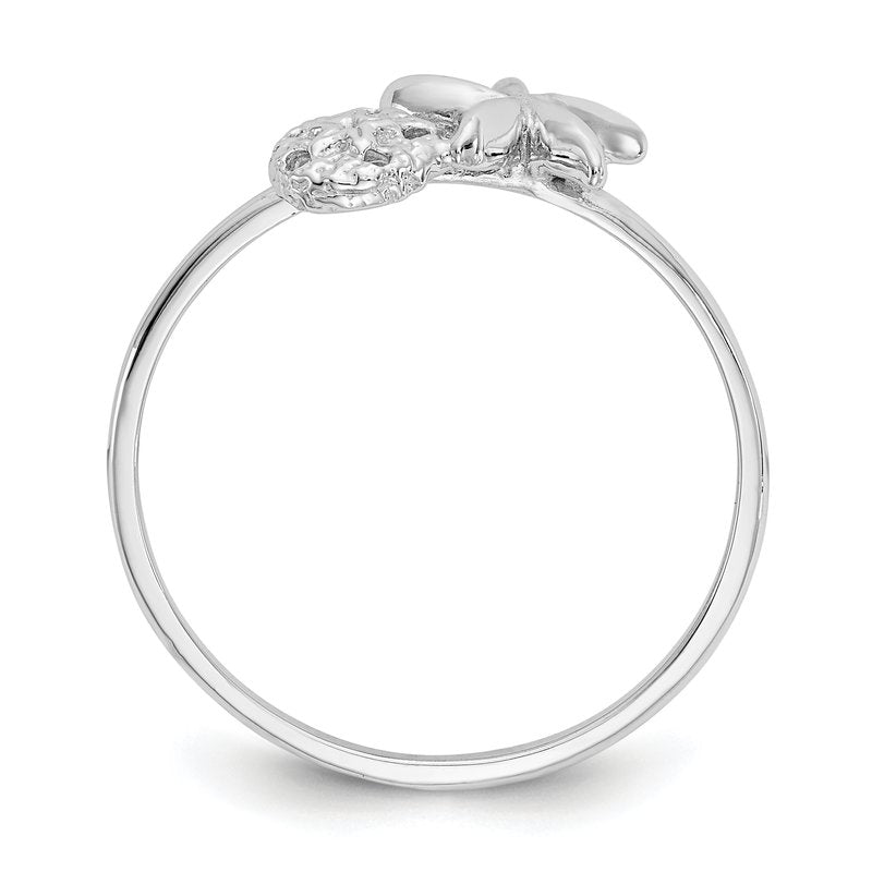 14k White Gold Polished Starfish &amp; Sand Dollar Ring