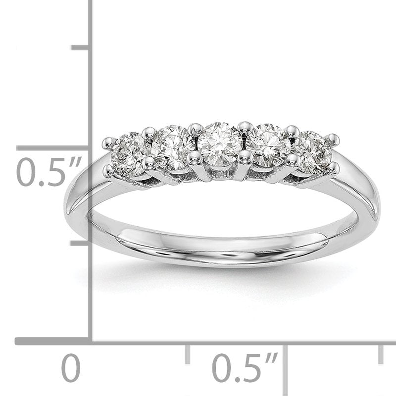 14K White Gold 1/2 carat Lab Grown Diamond VS/SI  D E F  5 Stone Ring